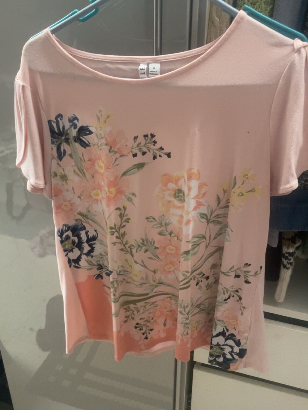 Elle Peach Floral Short-Sleeve Tee